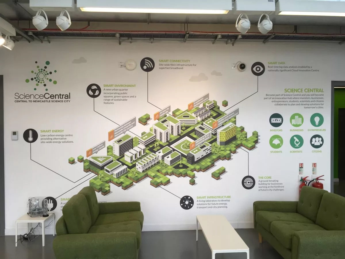 The plan for Newcastle Science Central - soon to be known as Newcastle Helix - shown on a wall within The Core (Image: NCJ Media)